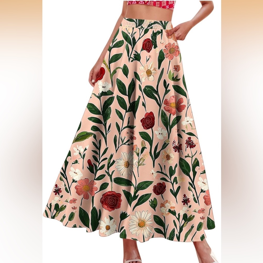 Floral Print A line Maxi Skirt - Picture 4 of 7